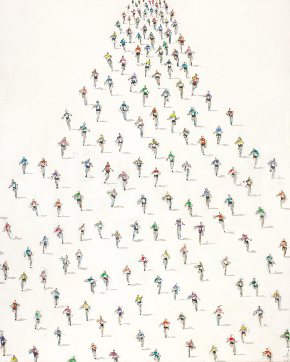 410_LARGE MARATHON ON WHITE Painting by Heather Blanton