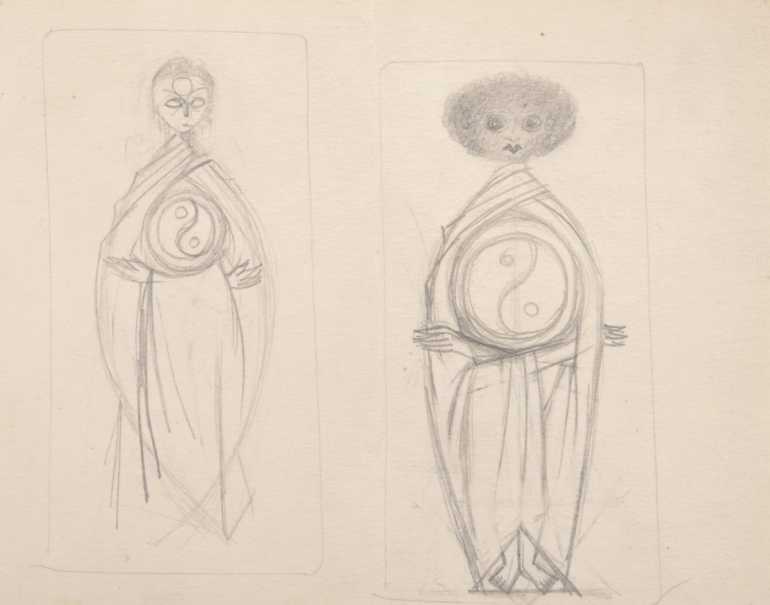 REMEDIOS VARO. Dos personajes Yin Yang, ca. 1955 Sin firma