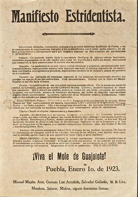 Manuel Maples Arce, Manifiesto Estridentista 'Viva el mole de guajolote'
